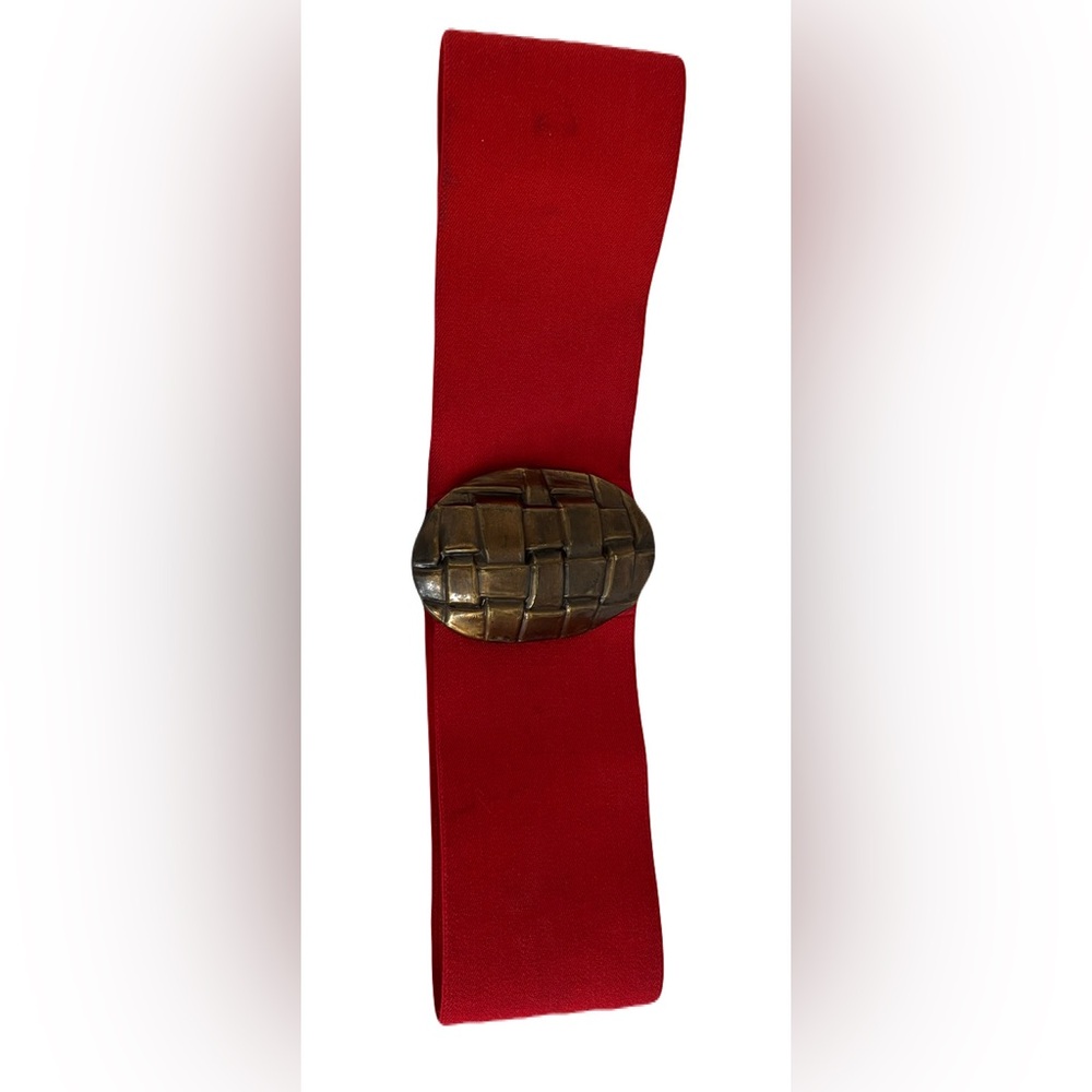 Red Stretchy Belt with Metal Buckle